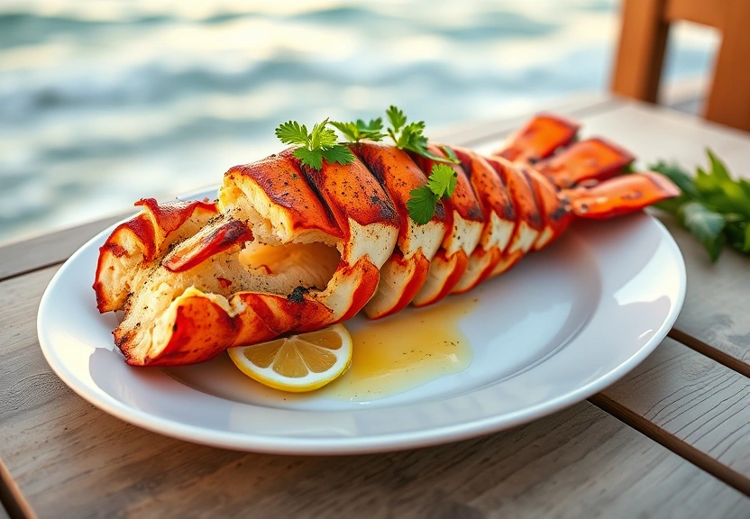 Grilled Caribbean lobster tail with lime butter