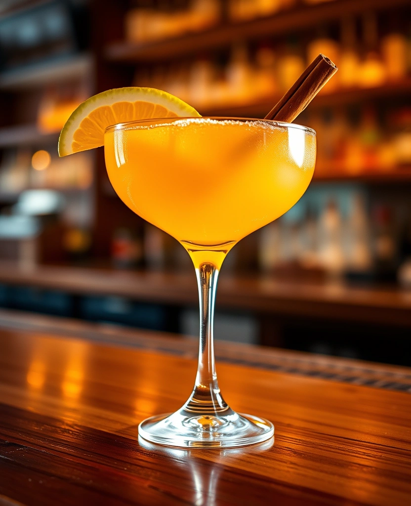 Spiced mango daiquiri with cinnamon garnish